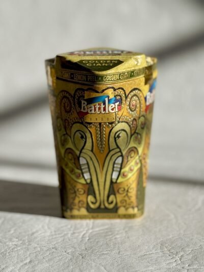 Lata de té importado Battler. Línea Golden Giant, Lemon Peel.